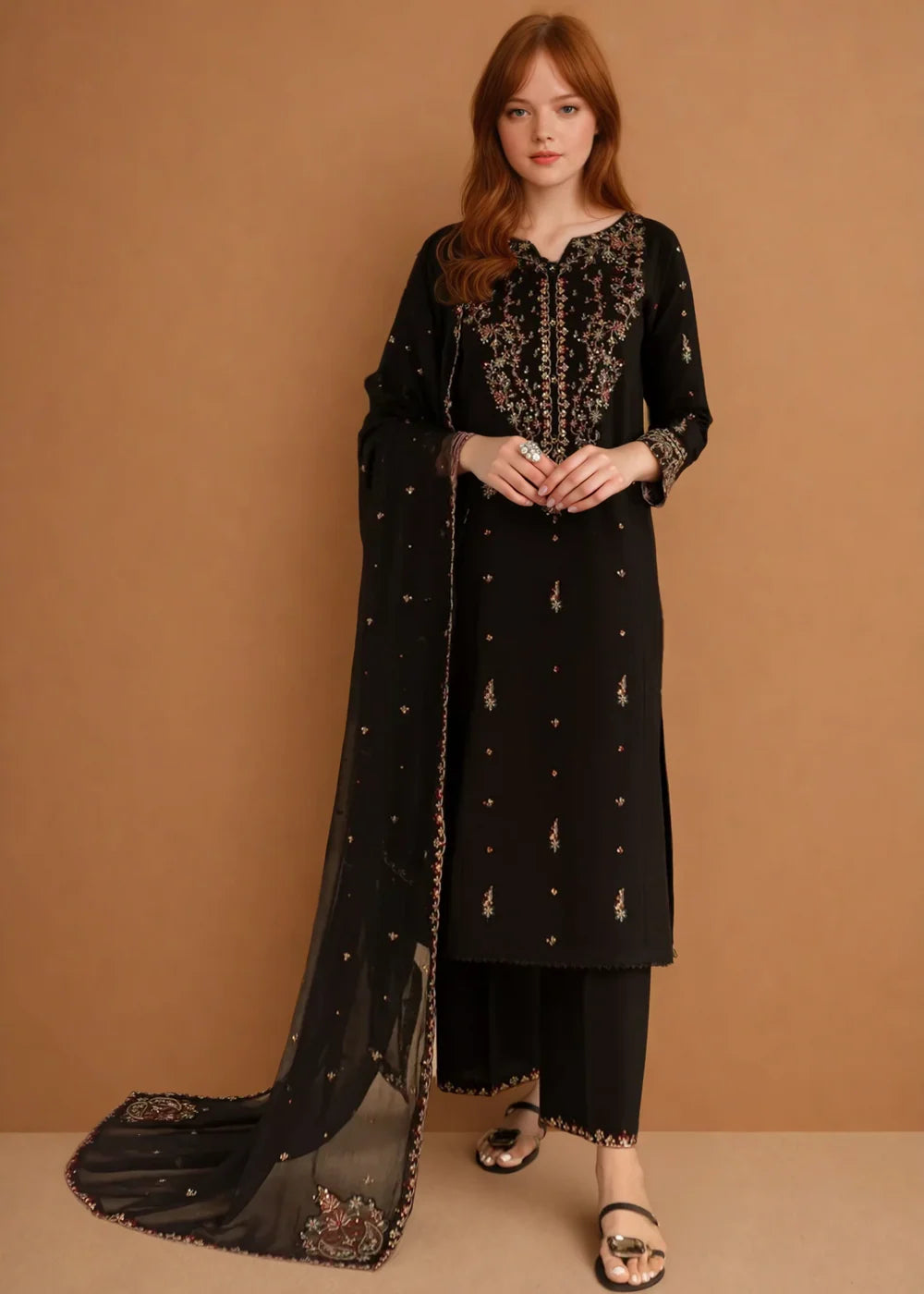 Parsa 3PC-Embroidered-Haveli