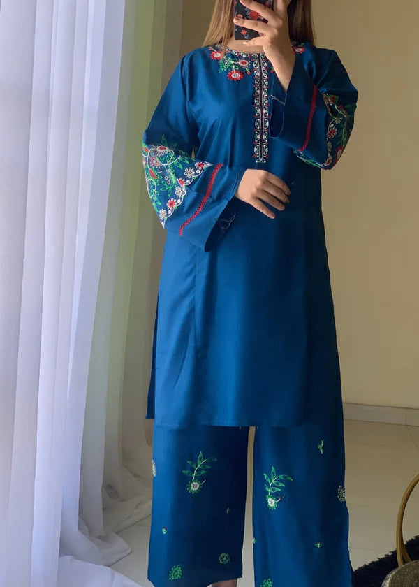 Early bird (skyblue ) 2pc-Embroidered- Haveli