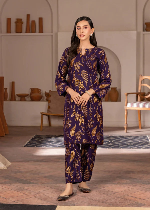 Leave (purple ) 2PC-Printed-Haveli