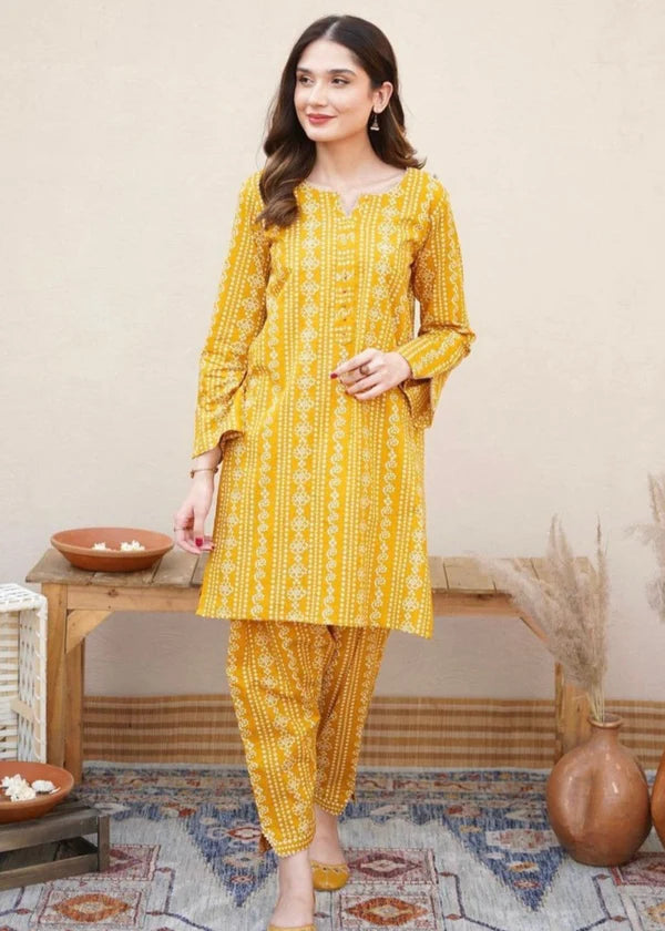 Chunri (yellow) 2PC-Printed-Haveli