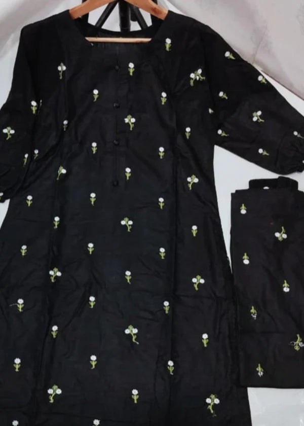 Floral (black) 2PC-Embroidered-Haveli