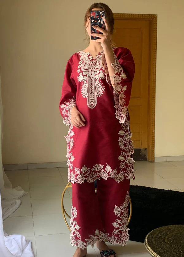 Cyan 2pc-Embroidered- Haveli