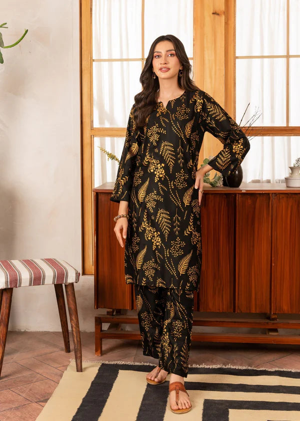 Leave (Black) 2PC-Printed-Haveli