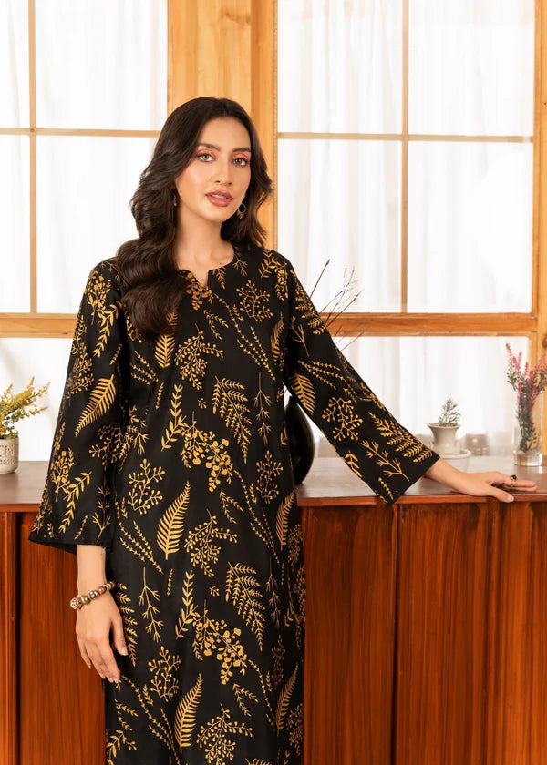 Leave (Black) 2PC-Printed-Haveli