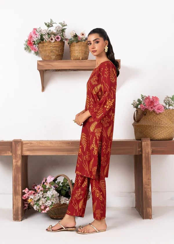 Leave (Maroon) 2PC-Printed-Haveli