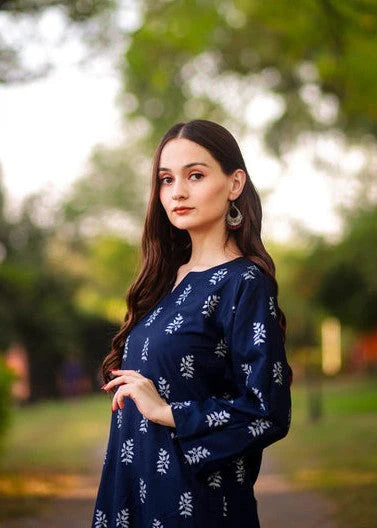 Saleha (Navy blue) 2PC-Printed-Haveli
