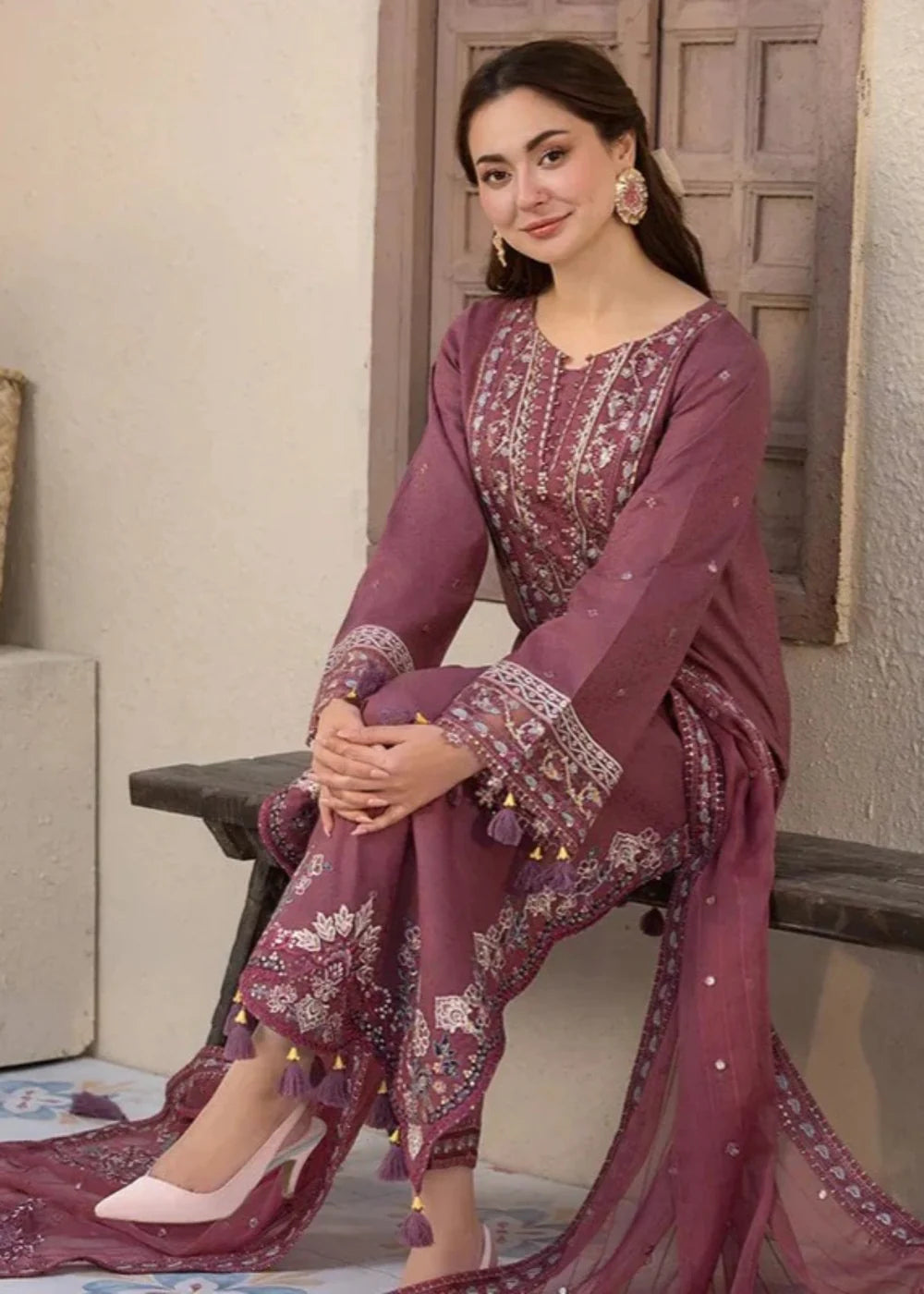 Azeen 3PC- Embroidered - Haveli