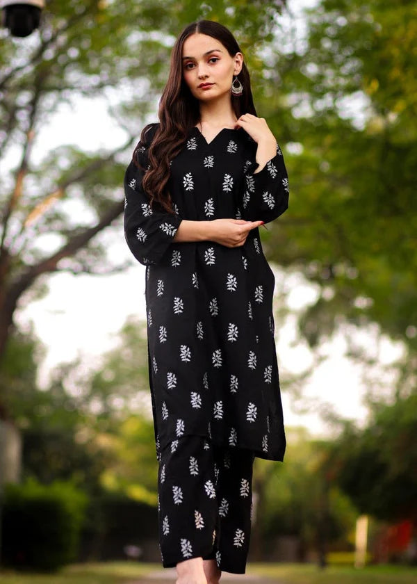 Saleha (Black) 2PC-Printed-Haveli