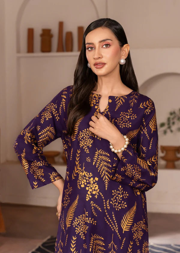 Leave (purple ) 2PC-Printed-Haveli