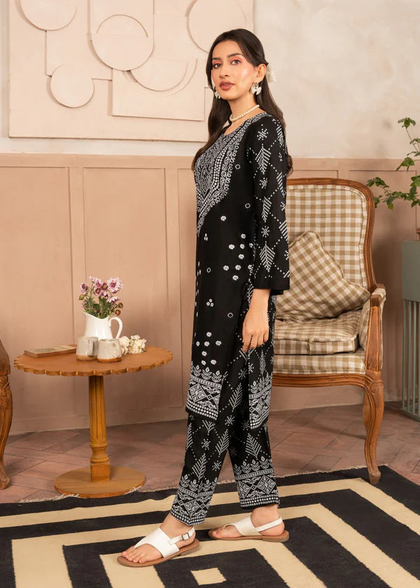 N Chunri (Black) 2PC-Printed-Haveli