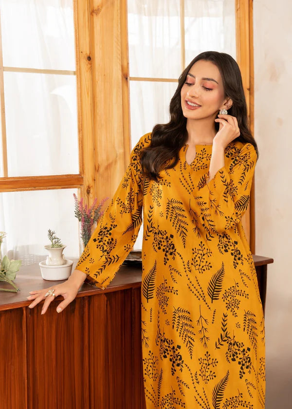 Leave (mustard ) 2PC-Printed-Haveli