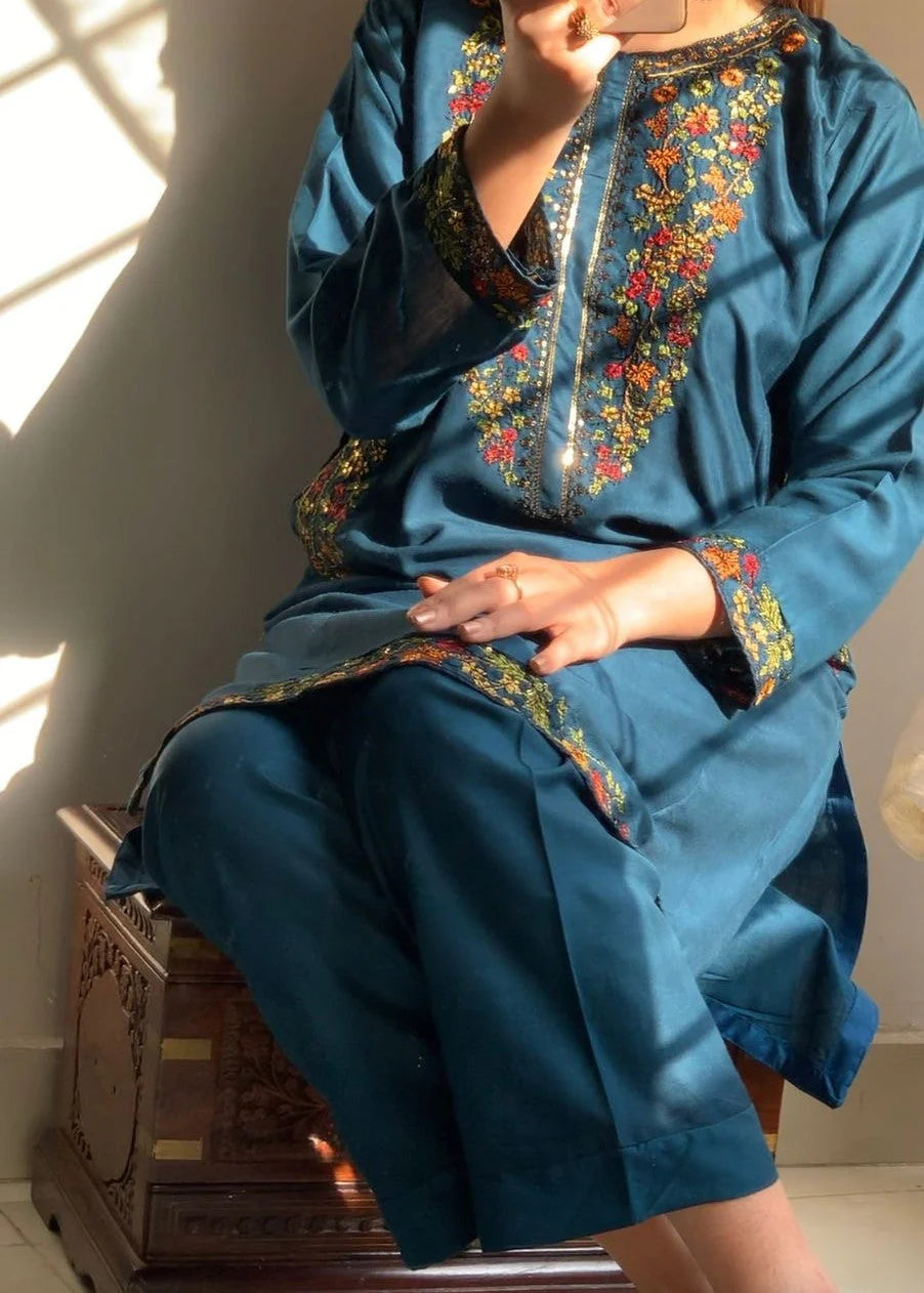 Pocket (Blue) 2PC-Embroidered-Haveli