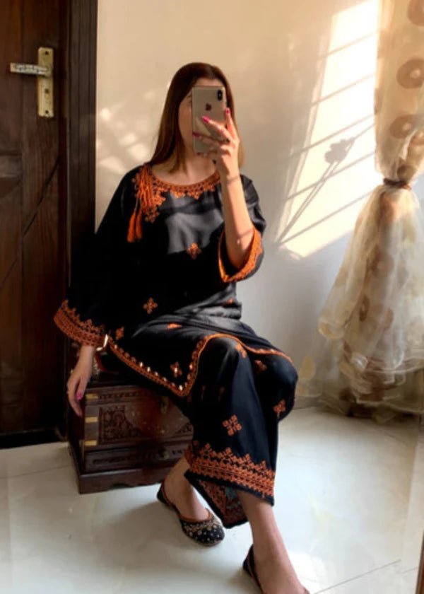 Biya(Black) 2PC-Embroidered-Haveli