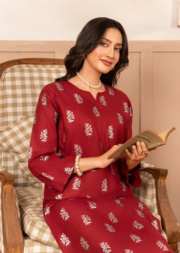 Saleha (maroon) 2PC-Printed-Haveli