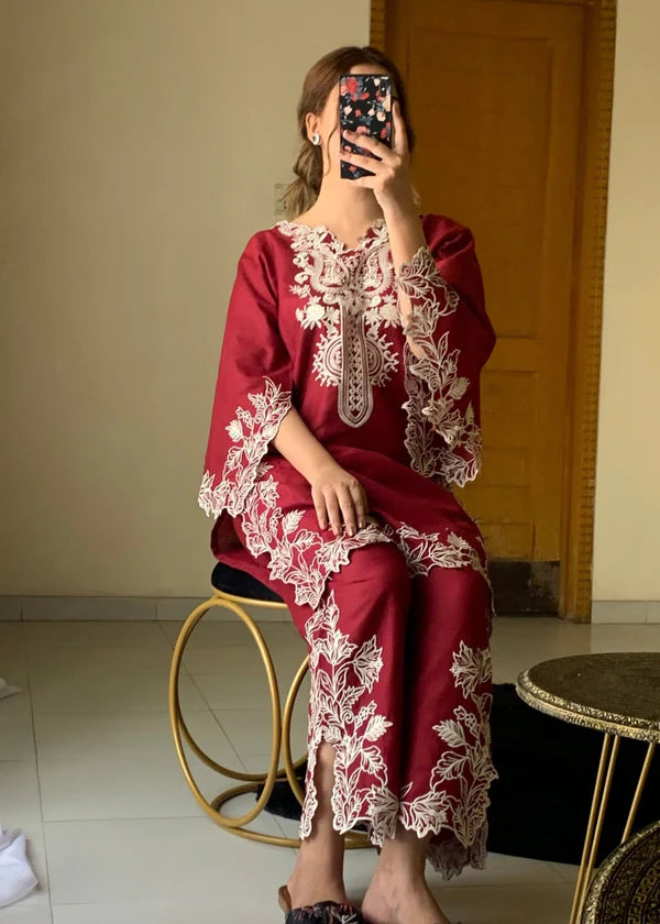 Cyan 2pc-Embroidered- Haveli