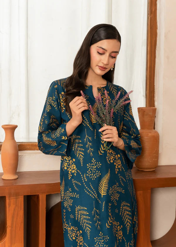Leave (teal) 2PC-Printed-Haveli