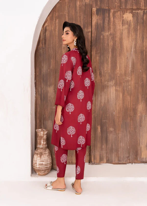 Tree (maroon) 2PC-Printed-Haveli