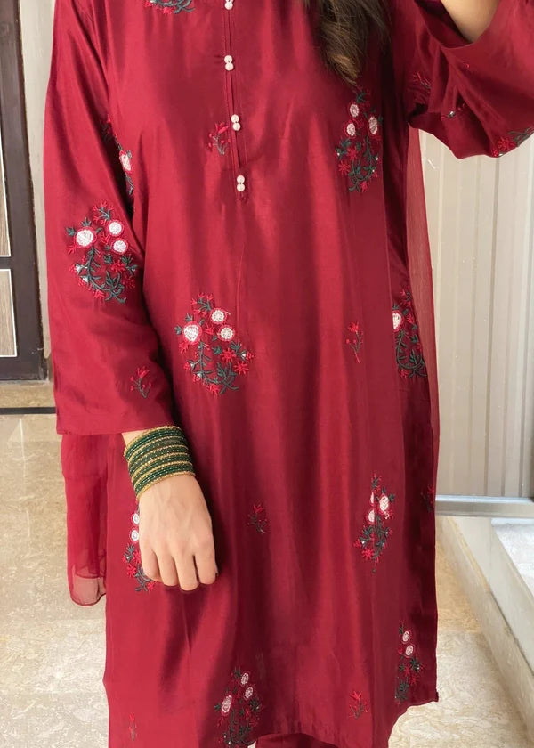 Tulip (Maron) 2PC-Embroidered-Haveli