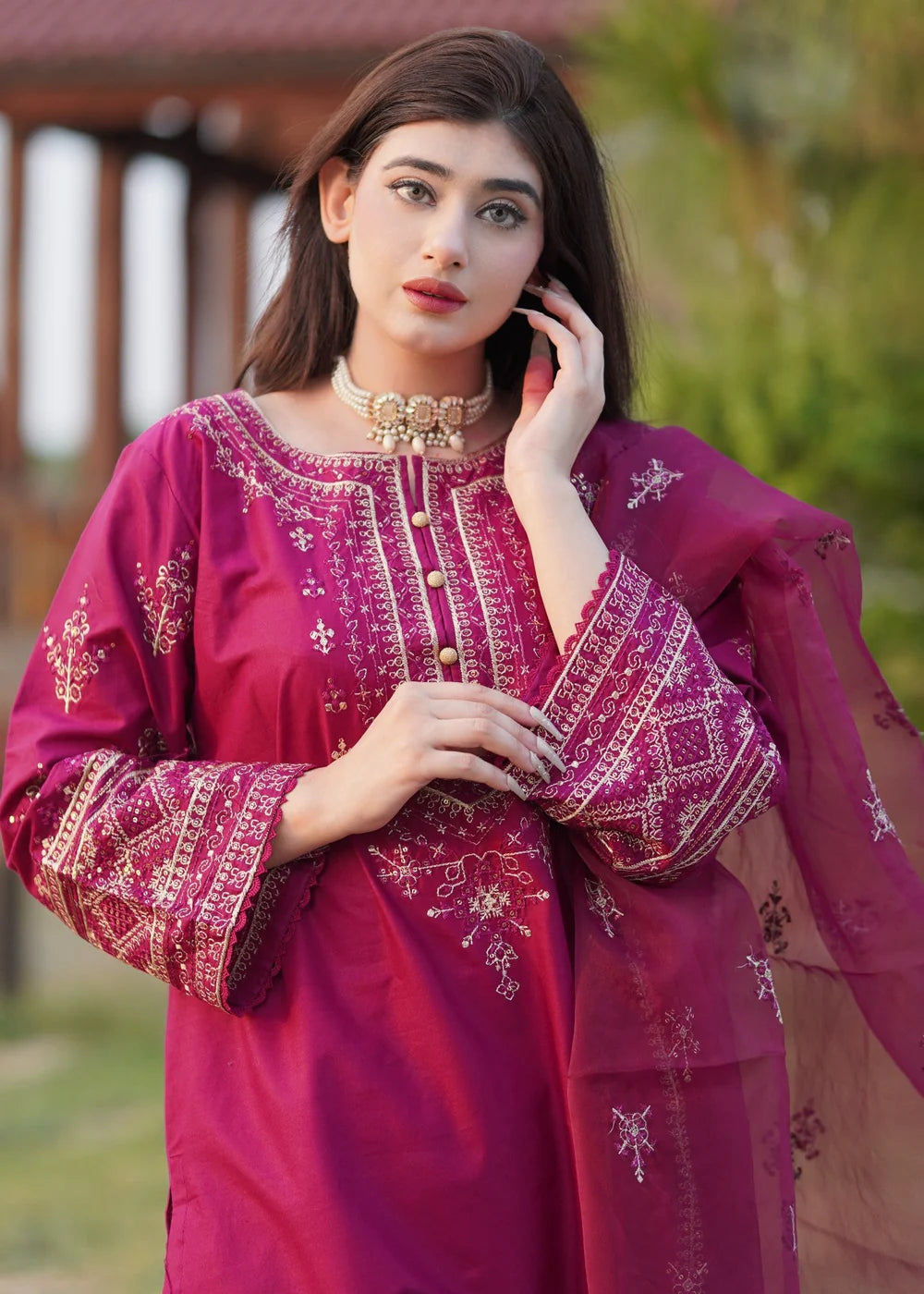 Mirha 3PC-Embroidered -Haveli