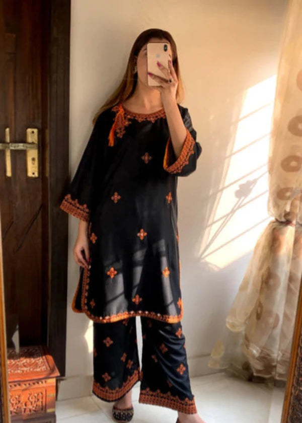 Biya(Black) 2PC-Embroidered-Haveli