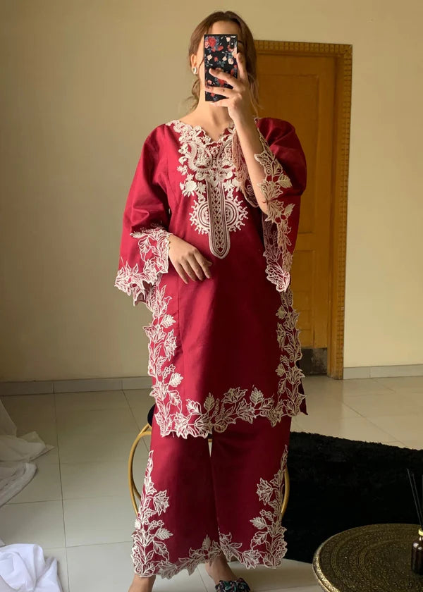 Cyan 2pc-Embroidered- Haveli