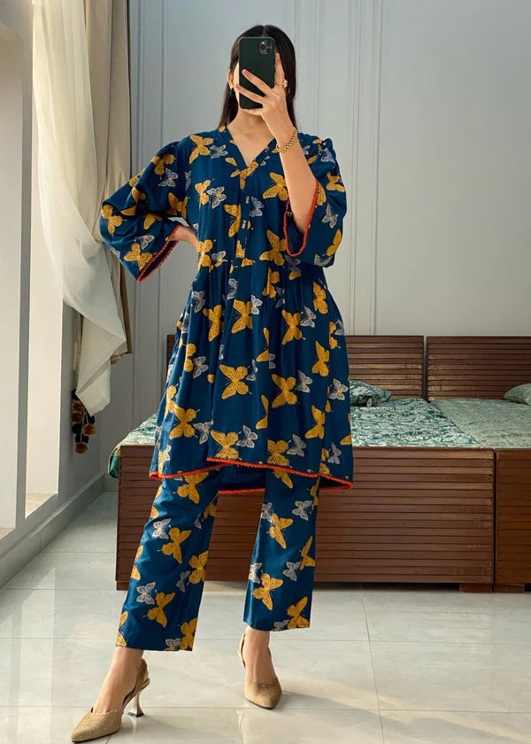 Butterfly 2pc-Embroidered- Haveli