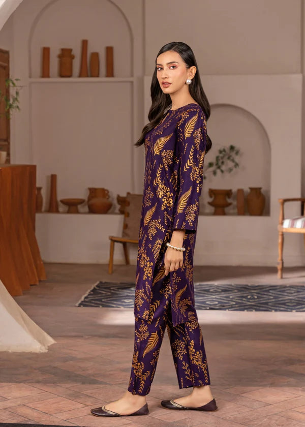 Leave (purple ) 2PC-Printed-Haveli