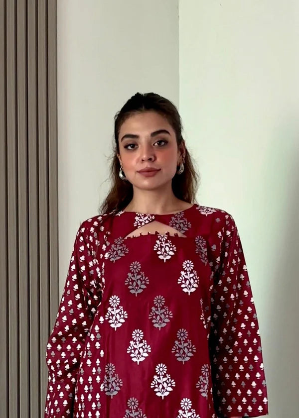 Ace (maroon) 2PC-Printed-Haveli
