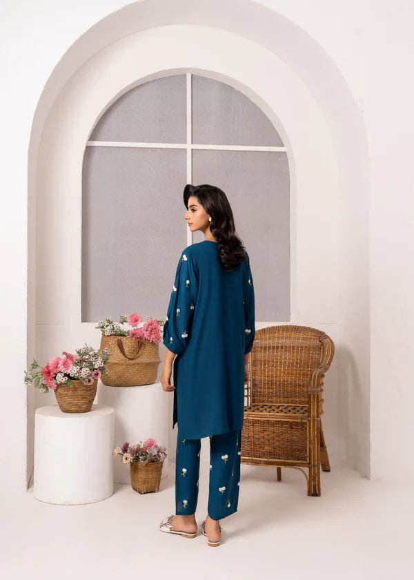 Floral (teal ) 2PC-Embroidered-Haveli