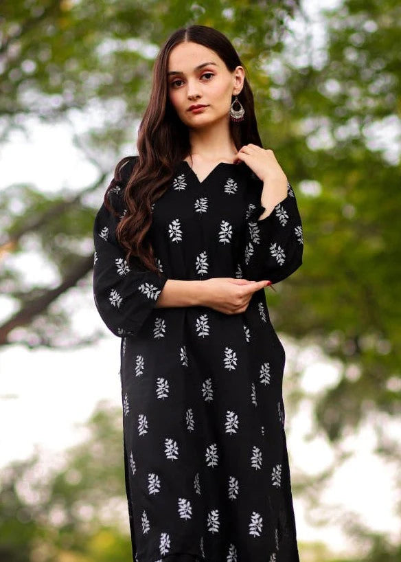 Saleha (Black) 2PC-Printed-Haveli