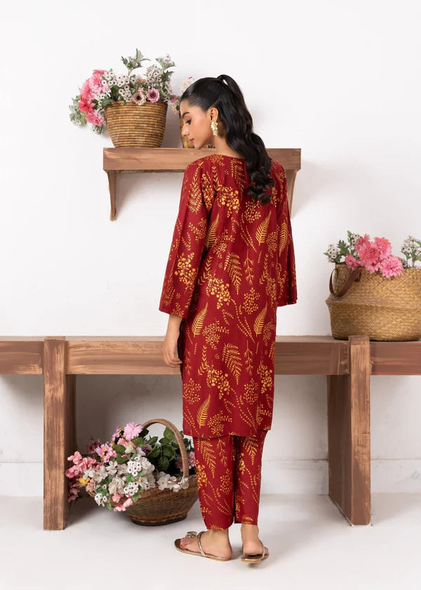 Leave (Maroon) 2PC-Printed-Haveli