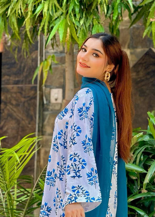 Iris (white) 2PC-Printed-Haveli