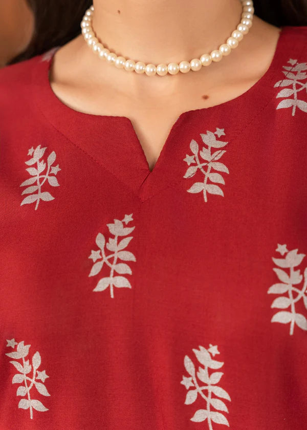 Saleha (maroon) 2PC-Printed-Haveli