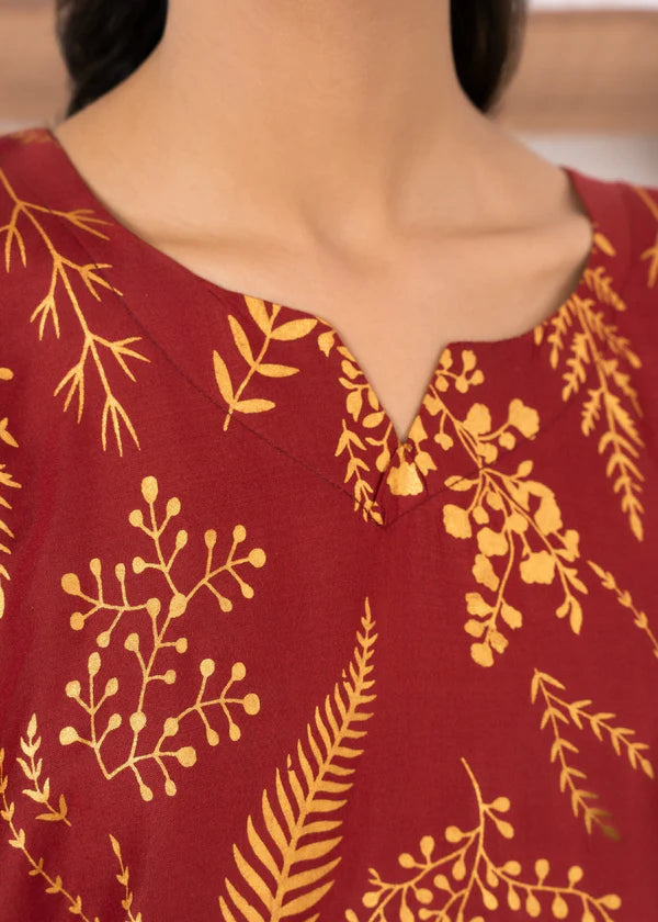 Leave (Maroon) 2PC-Printed-Haveli