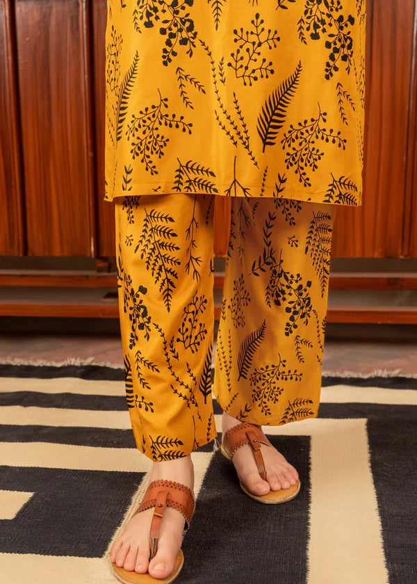 Leave (mustard ) 2PC-Printed-Haveli