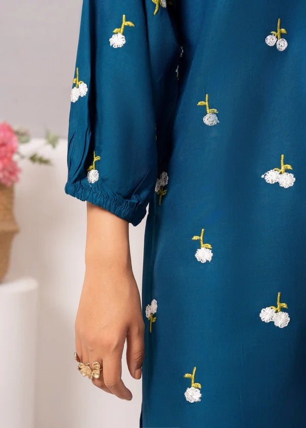 Floral (teal ) 2PC-Embroidered-Haveli
