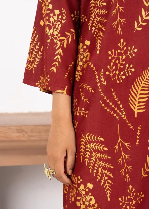 Leave (Maroon) 2PC-Printed-Haveli