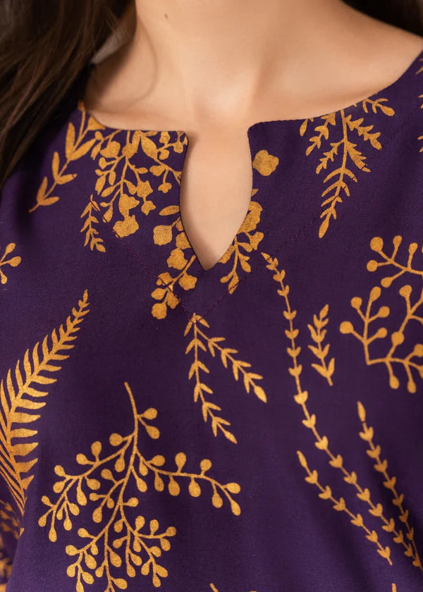 Leave (purple ) 2PC-Printed-Haveli
