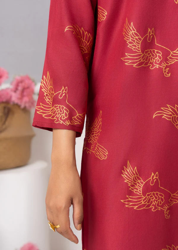 Sparrow (Maroon) 2PC-Printed-Haveli