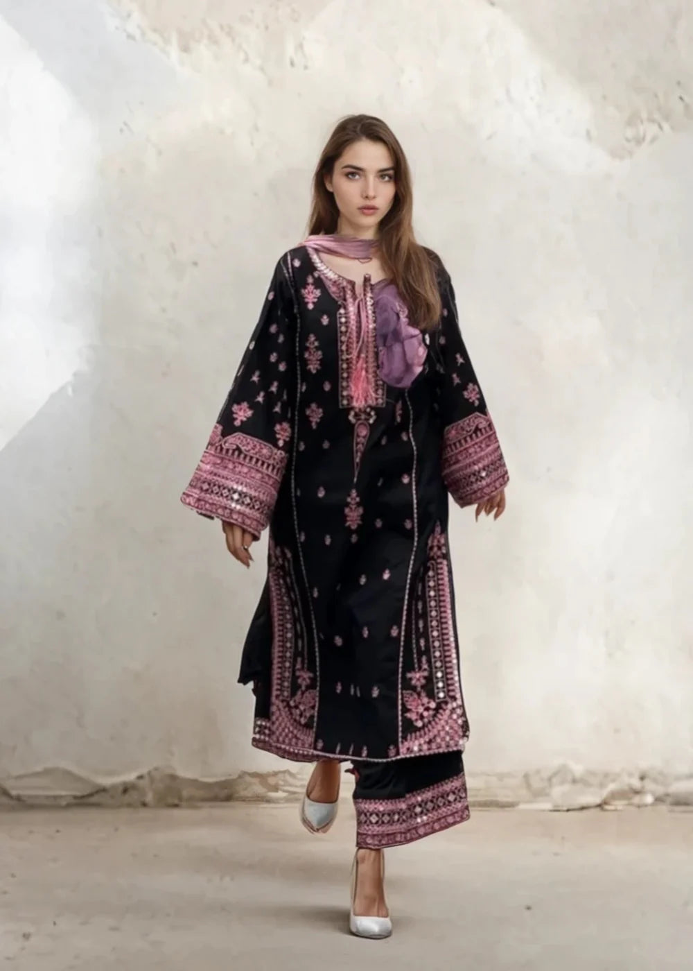 Ajal 2pc-Embroiderd - Haveli