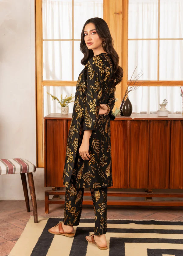 Leave (Black) 2PC-Printed-Haveli