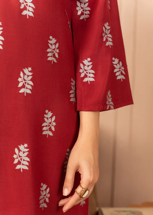 Saleha (maroon) 2PC-Printed-Haveli