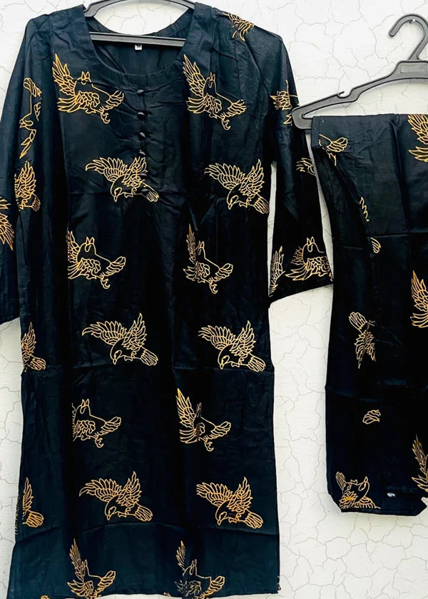 Sparrow (Black) 2PC-Printed-Haveli