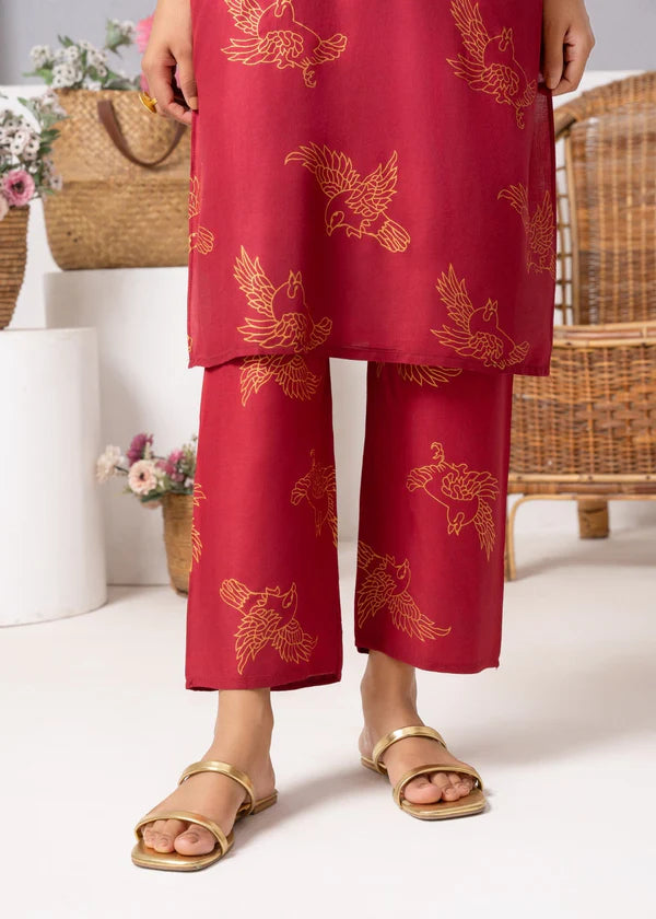 Sparrow (Maroon) 2PC-Printed-Haveli