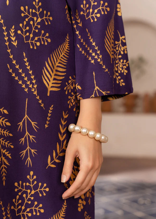 Leave (purple ) 2PC-Printed-Haveli