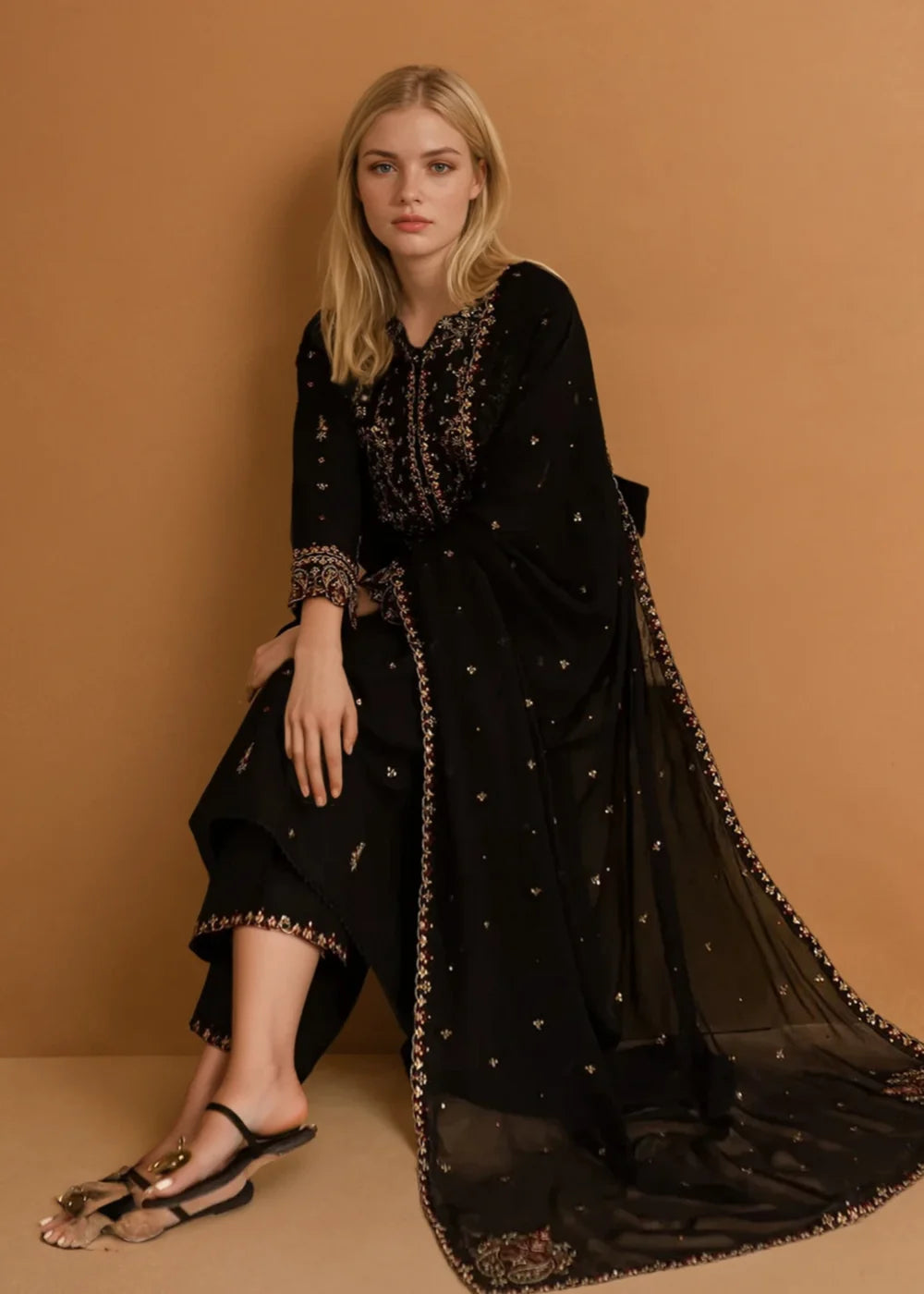Parsa 3PC-Embroidered-Haveli
