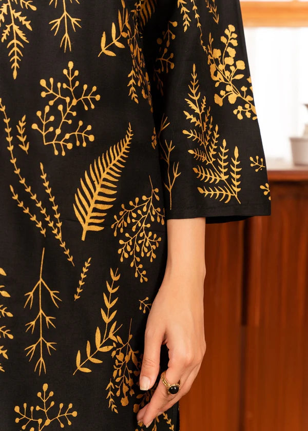 Leave (Black) 2PC-Printed-Haveli
