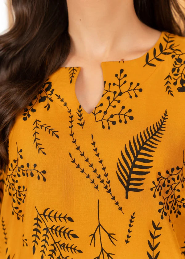 Leave (mustard ) 2PC-Printed-Haveli
