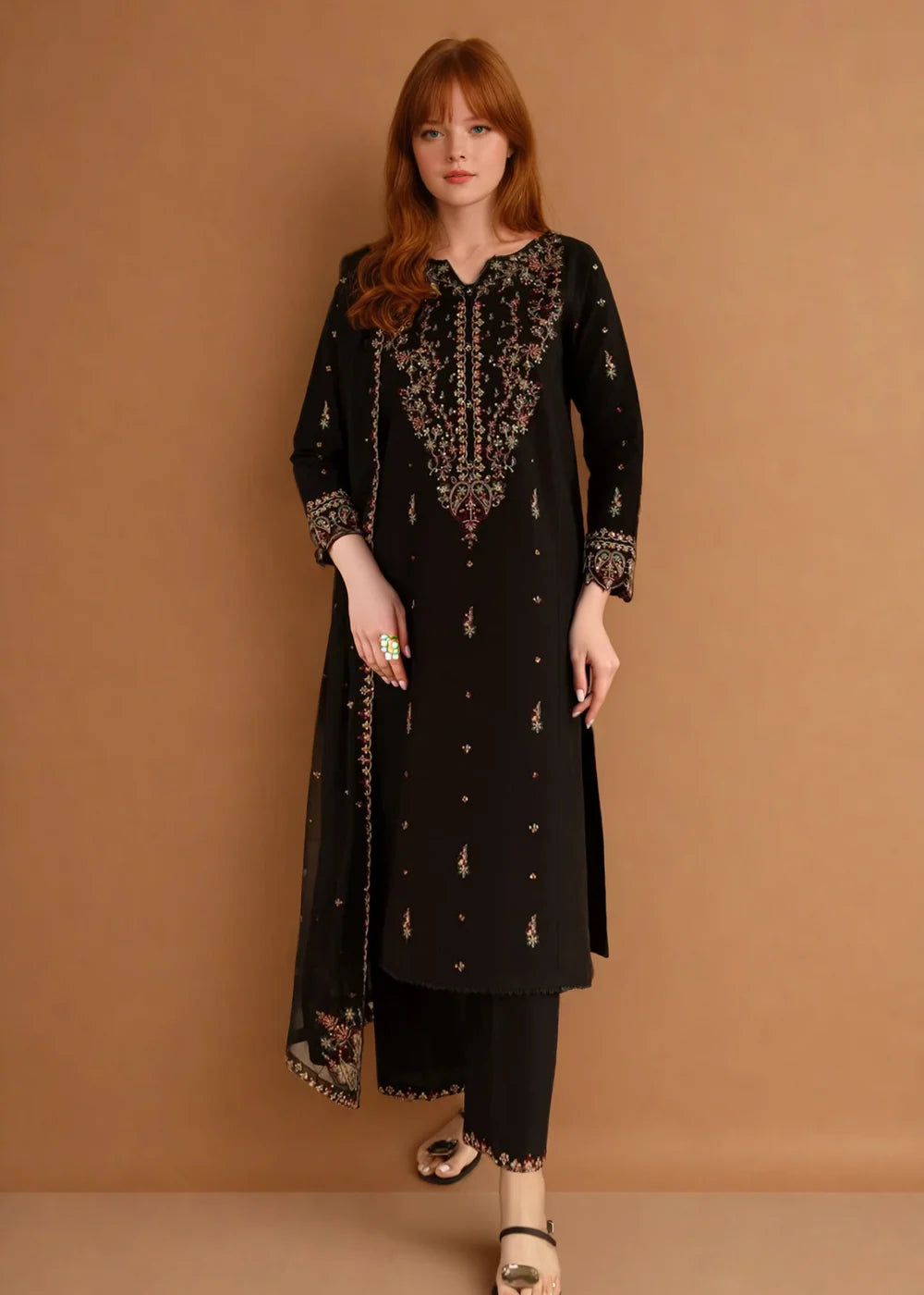 Parsa  3PC-Embroidered-Haveli