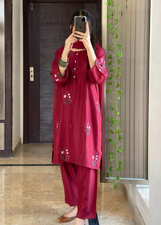 Tulip (Maron) 2PC-Embroidered-Haveli